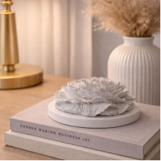 Dekoratyvinė gėlė „Bijūnas“-rankų darbo gipsinė figūrėlė interjerui