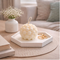 Minimalistinis padėkliukas "Šešios linijos" – rankų darbo gipsinis padėkliukas interjerui