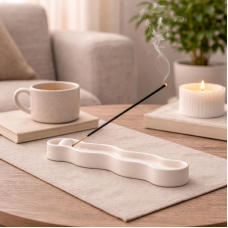 Minimalistinis smilkalų laikiklis – rankų darbo gipsinė smilkalinė interjerui